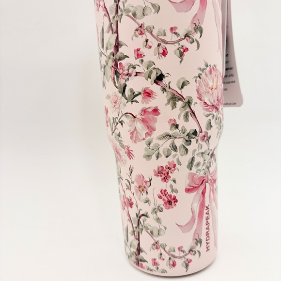 HYDRAPEAK Tumbler Nomad  Pink Floral Bow Handle Lid Travel Mug 32oz - Picture 3 of 3